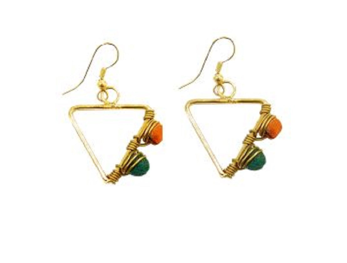 Hand crafted Triangle Fabric Bead Earrings