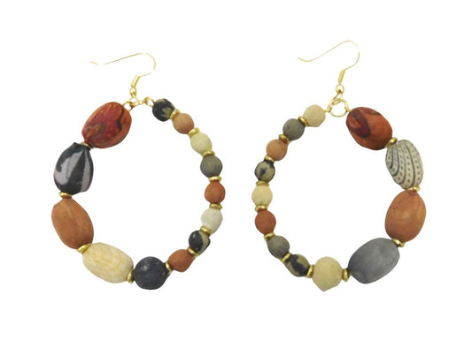 Grey brown fabric earrings