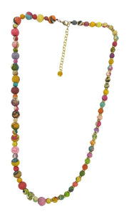 Multi coloured fabric necklace