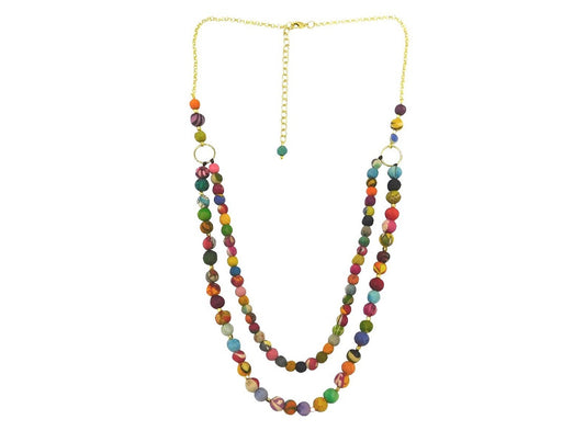 Double strand multi bead necklace