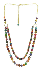 Double strand multi bead necklace