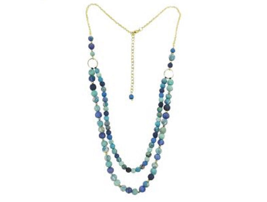 Double Strand Blue Bead Necklace