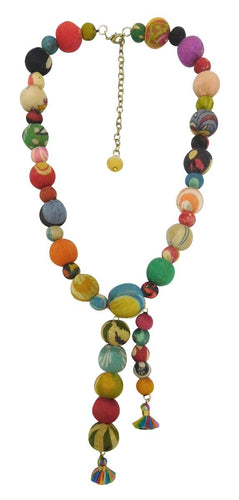 Multi bead necklace with hanging beads