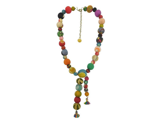 Multi bead necklace with hanging beads