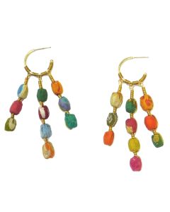 Recycled Fabric Hoop Earrings