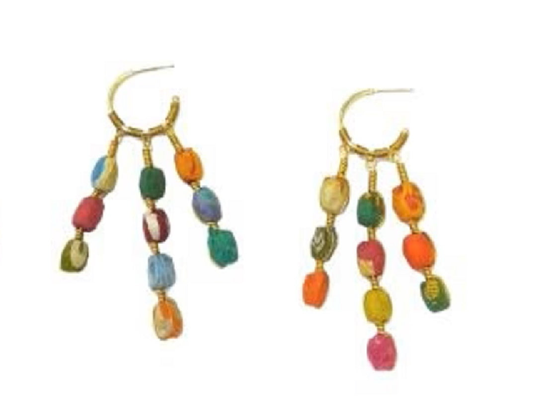 Recycled Fabric Hoop Earrings