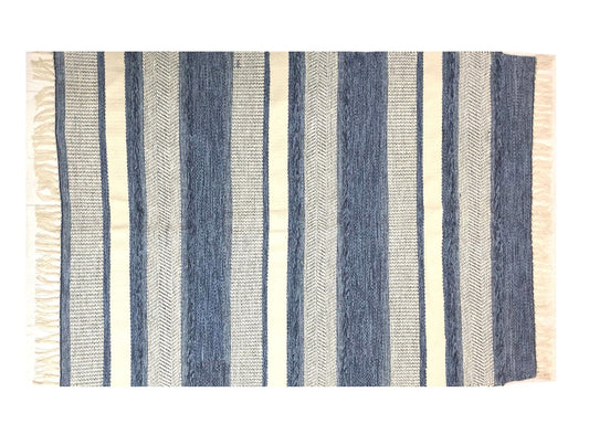 Striped blue/white rug