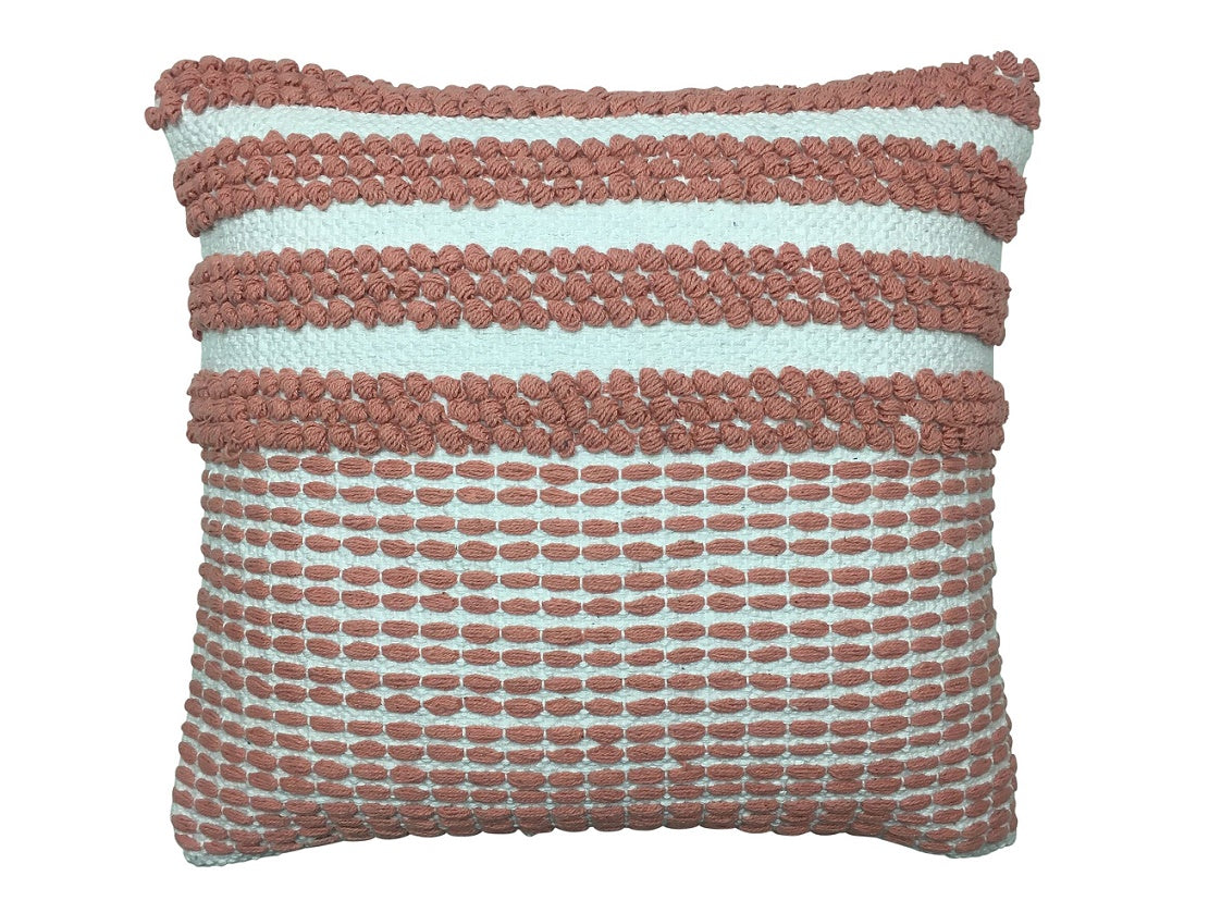 Terracotta/cream woven cushion
