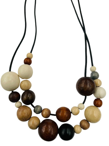 Multi bead Necklace natural/black/brown