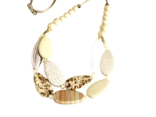 Resin & Wood Beaded Cord Necklace