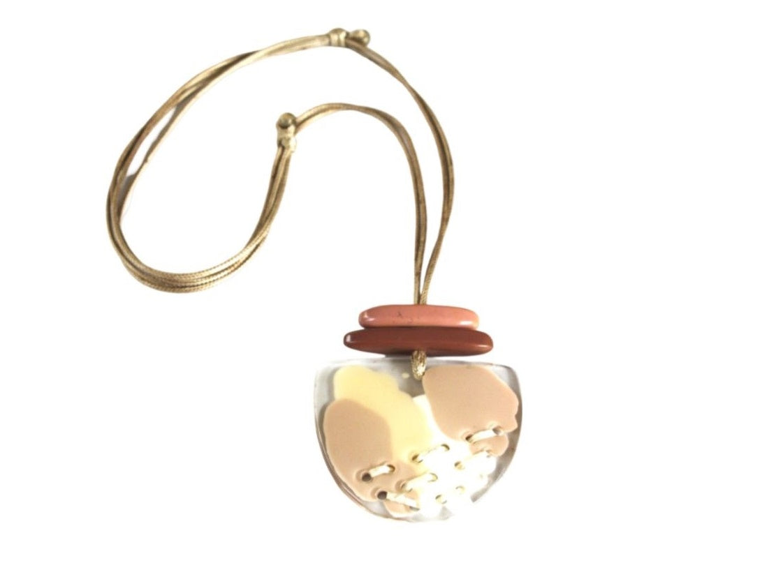 Semi-Circle Resin Pendant Necklace