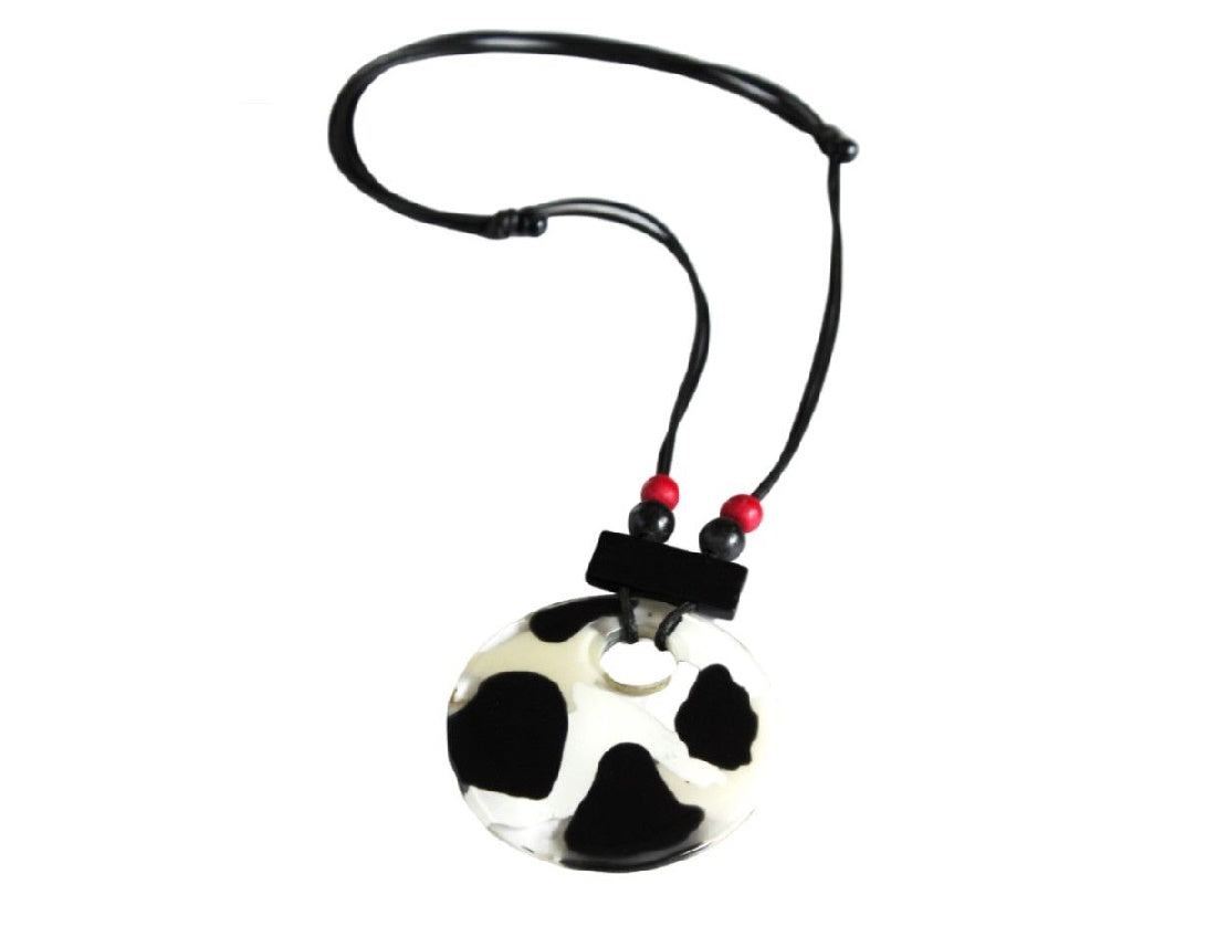 Black & White Large Disk Pendant Necklace