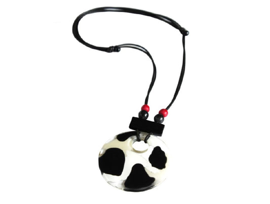 Black & White Large Disk Pendant Necklace