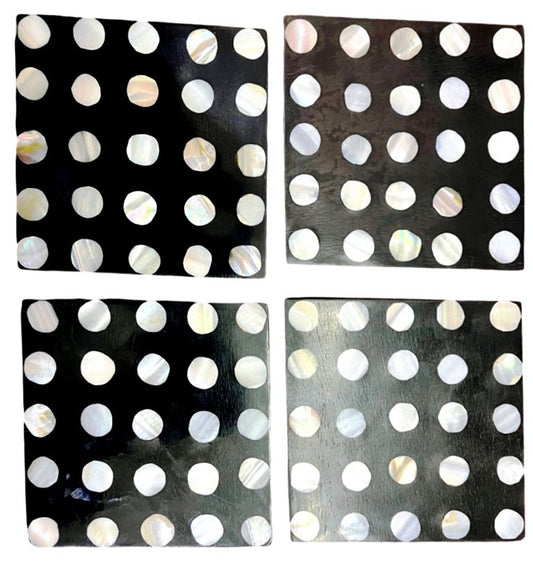 Polka Dot Bone Inlay Coasters