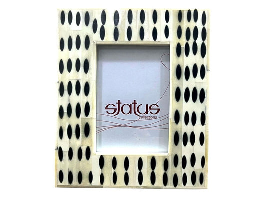 Large Bone Inlay Frame with Black Pattern