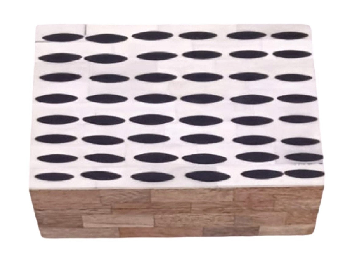Bone Inlay Box with Black Pattern