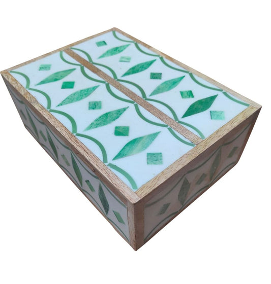 Green and White Bone Box