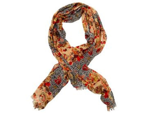 Leopard and Floral Cotton Scarf