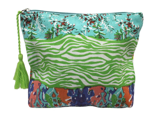 Cotton Cosmetic Pouch with Zebra Pattern