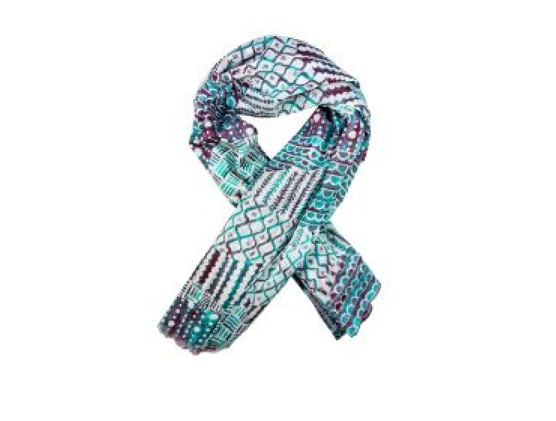 Geometric Purple and Turquoise Cotton Scarf