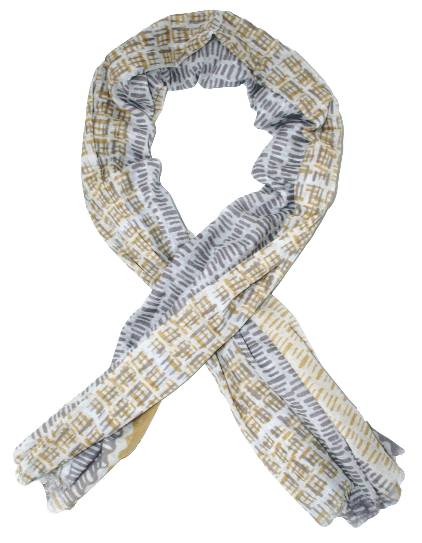 Taupe and Yellow Cotton Scarf