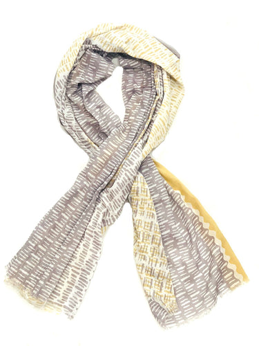 Taupe and Yellow Cotton Scarf