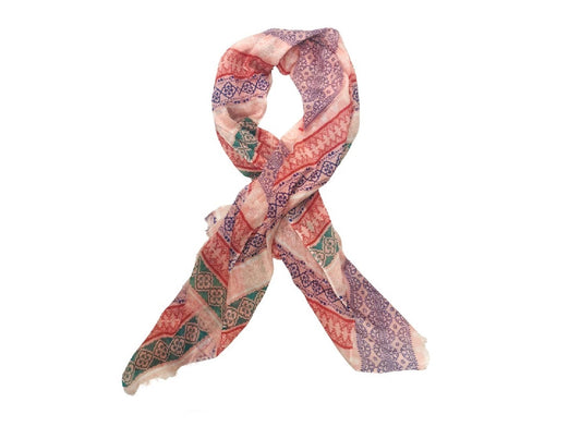 Light Pink Patterned Stripe Design Cotton Scarf