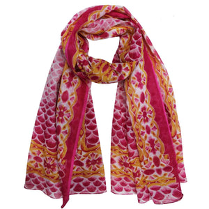 Pink and Orange Patterned Scarf