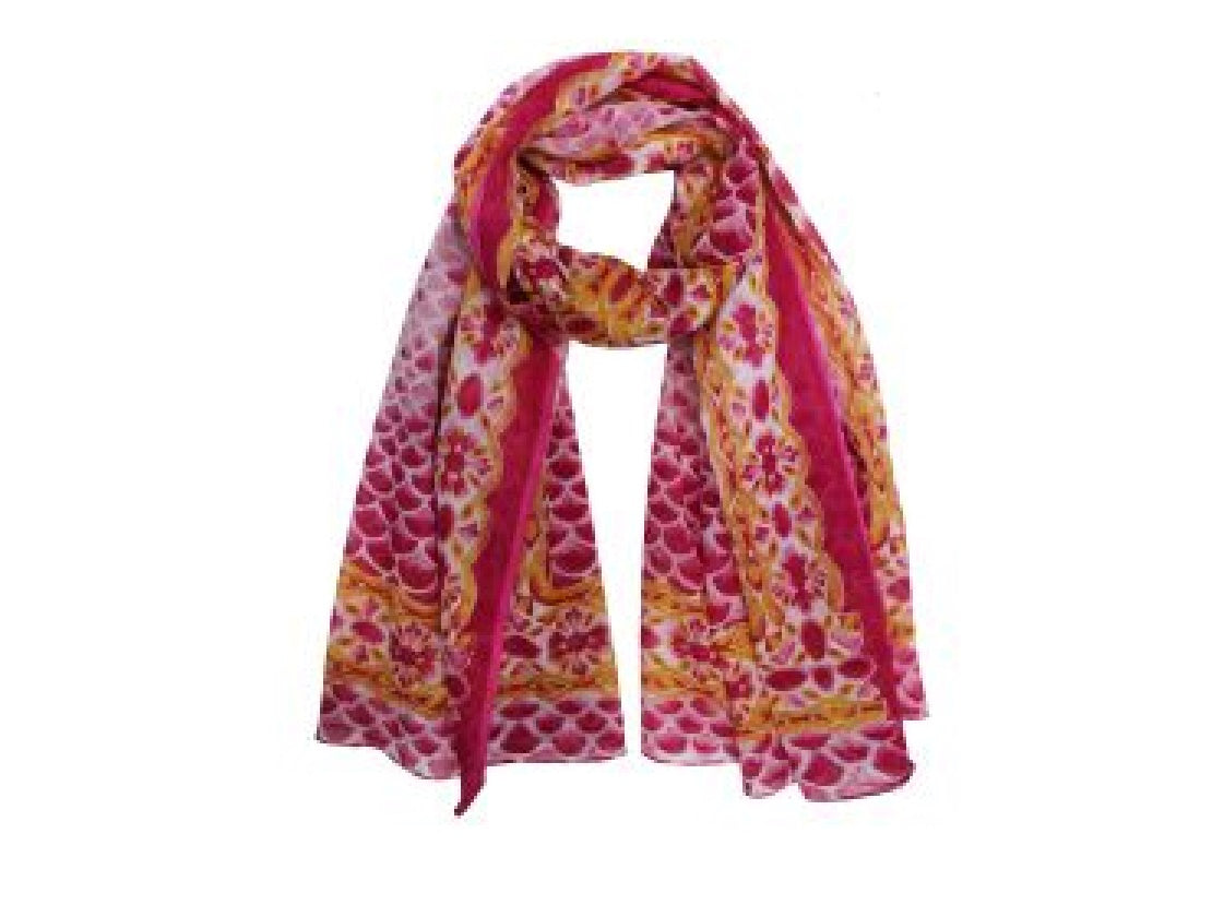 Pink and Orange Patterned Scarf