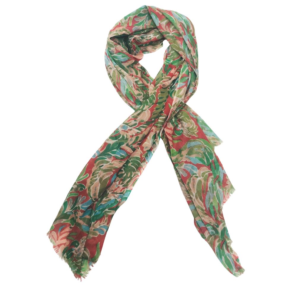 Leaf Design Cotton Scarf