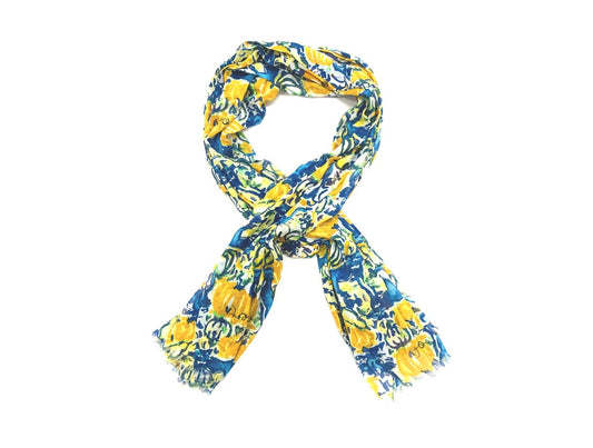 Blue and Orange Pumpkin Design Cotton Scarf