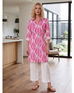 Kerala Fern Tunic Shirt Dress in Fuchsia - S/M