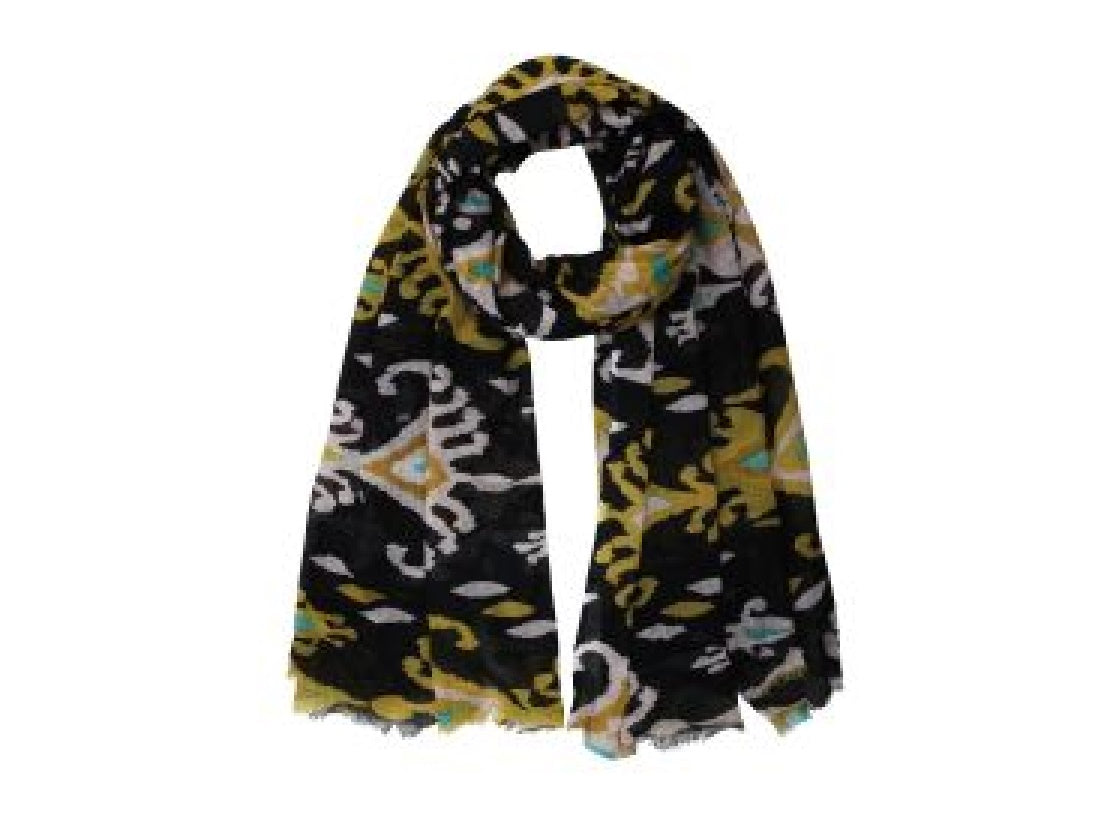 Black and Mustard IKAT Design Cotton Scarf
