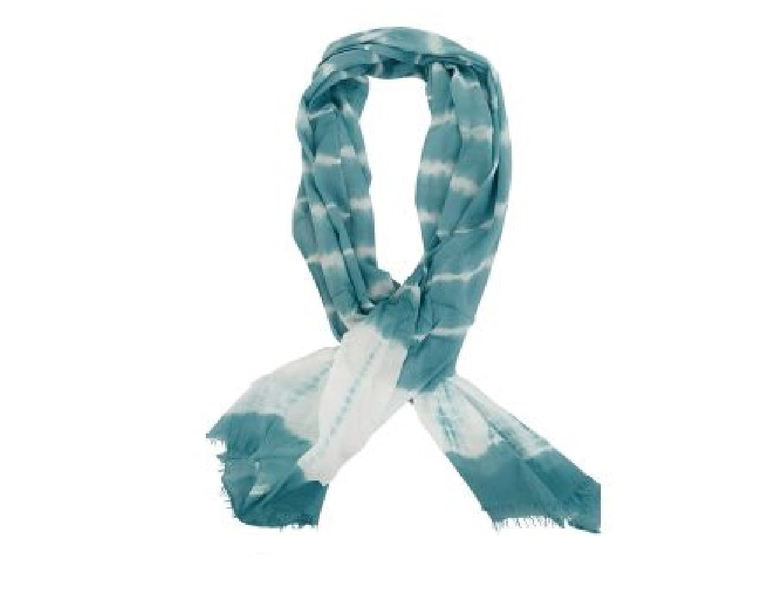 Soft Turquoise striped tye dye scarf