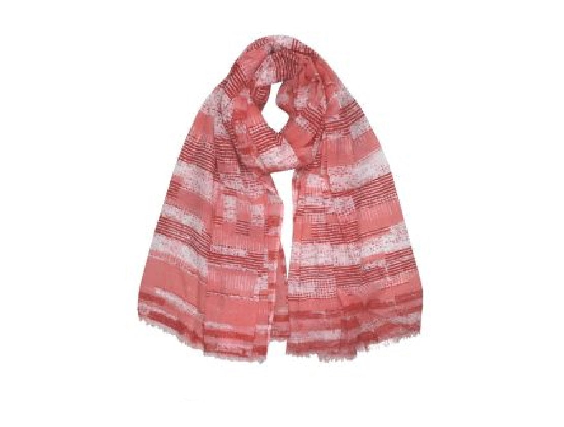 Pink Striped Cotton Scarf