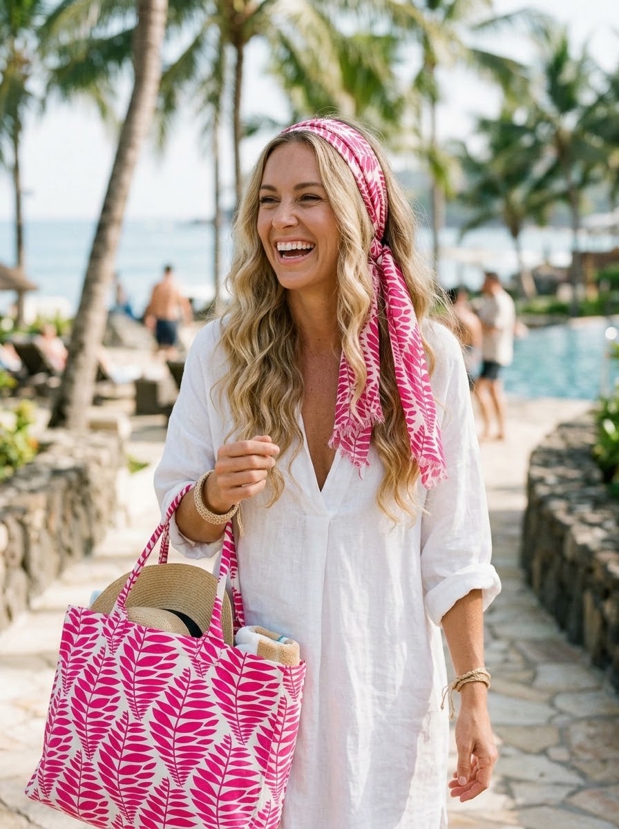 Kerala Fern Tote in Fuchsia