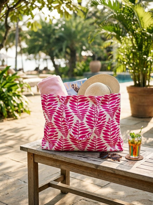 Kerala Fern Tote in Fuchsia