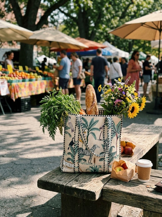 The Serengeti Kantha Tote Bag