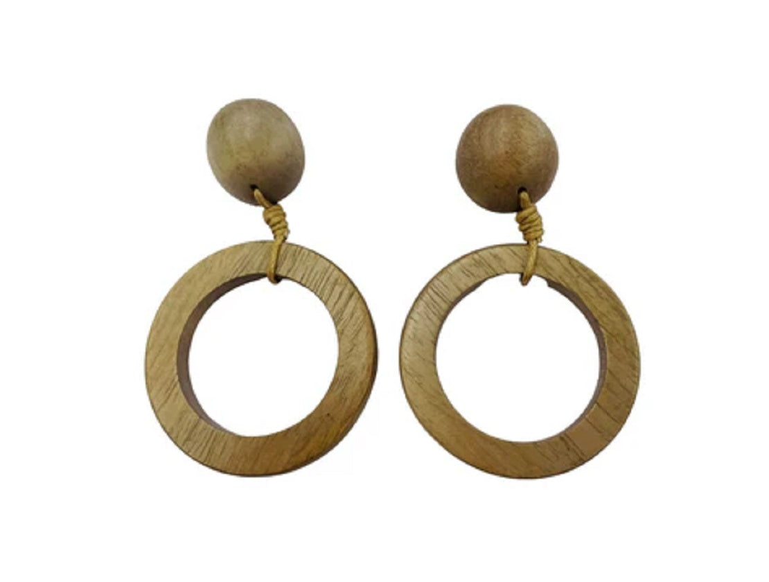 Mid Beige wood Earrings