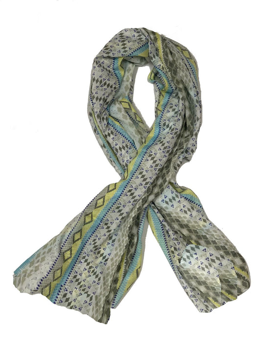 Taupe Aztec Design Cotton Scarf