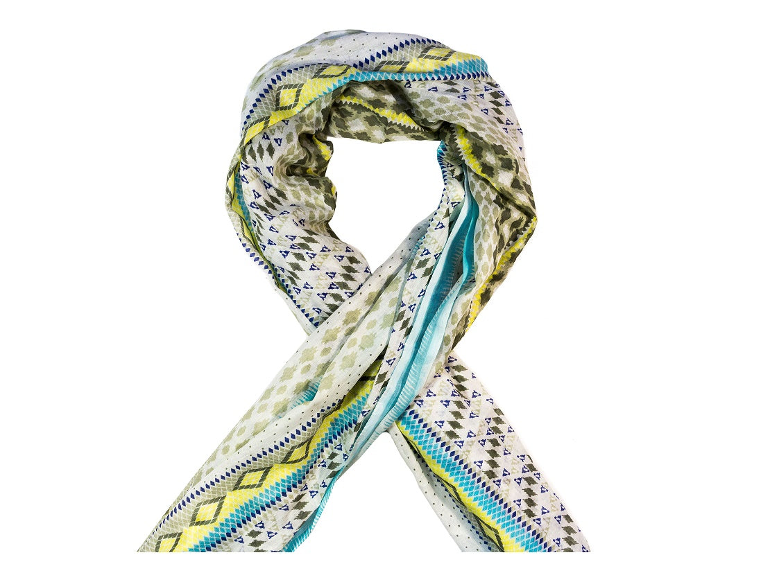 Taupe Aztec Design Cotton Scarf