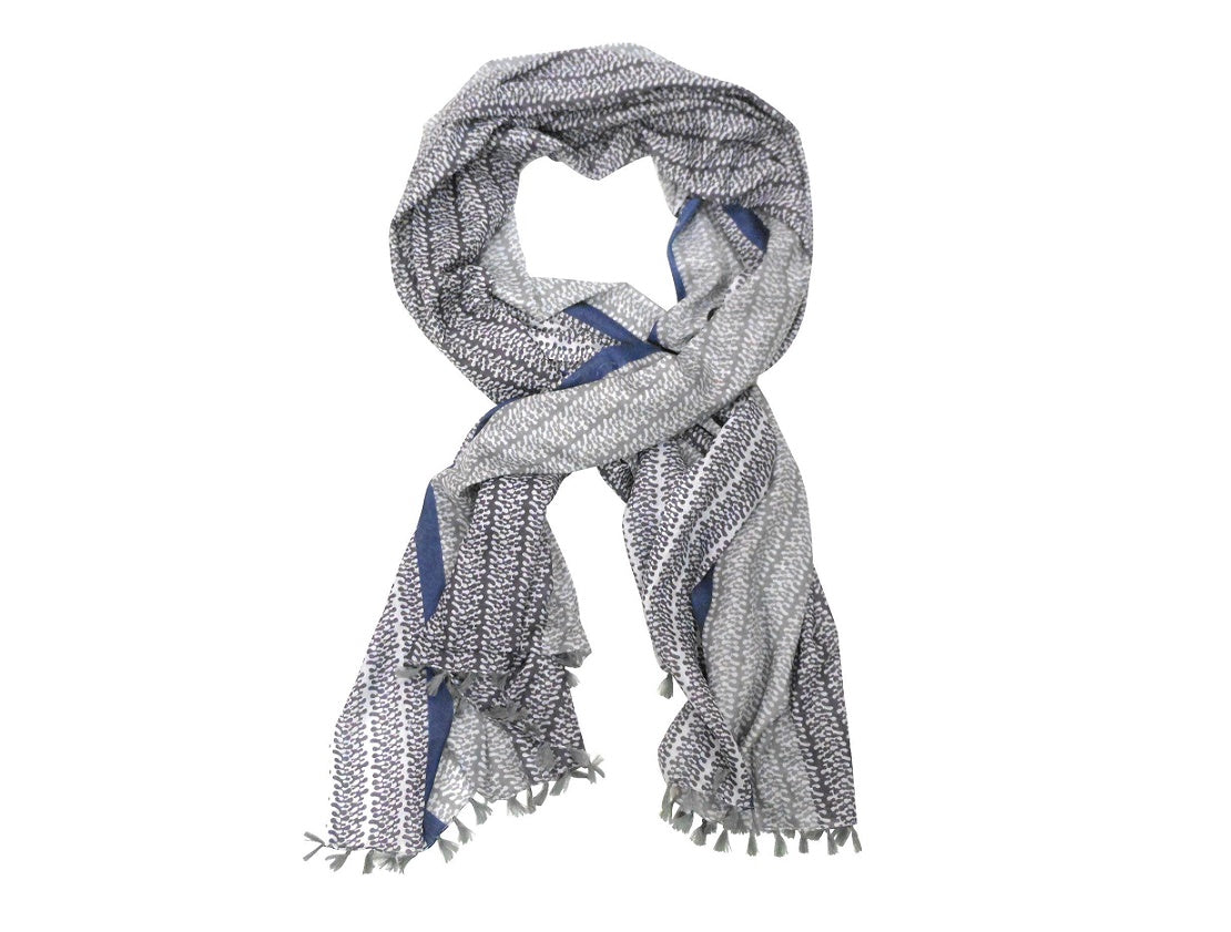 Grey Patterned Cotton Scarf