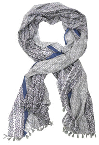Grey Patterned Cotton Scarf