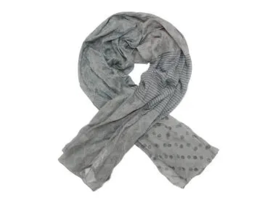 Grey Multi Patterned Cotton Scarf