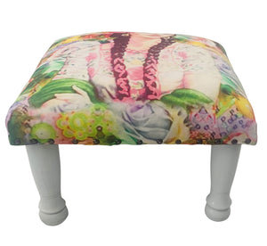 Upholstered stool in pink frida kahlo Design 40x40x19.5 cm