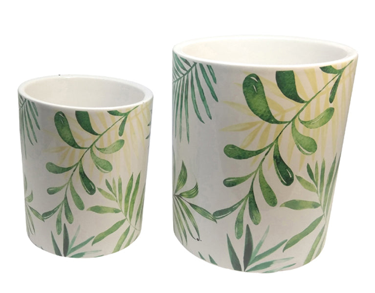 S/2 palm design pots10x10/13x15 cm