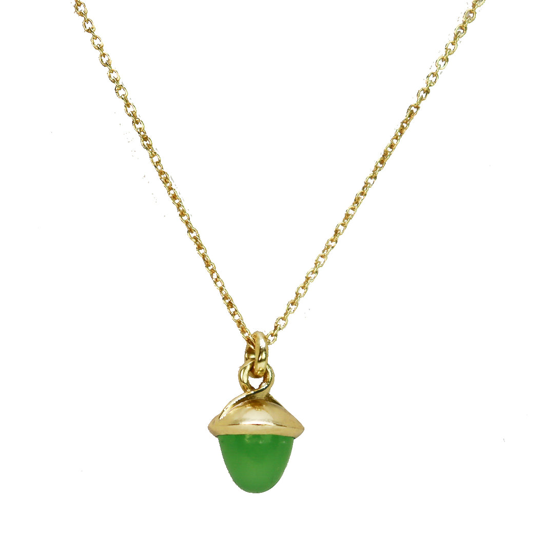 Lime Chalcedony Necklace with gold plating
