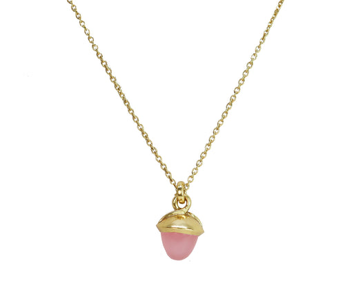 Rose chalcedony with necklace with gold plating