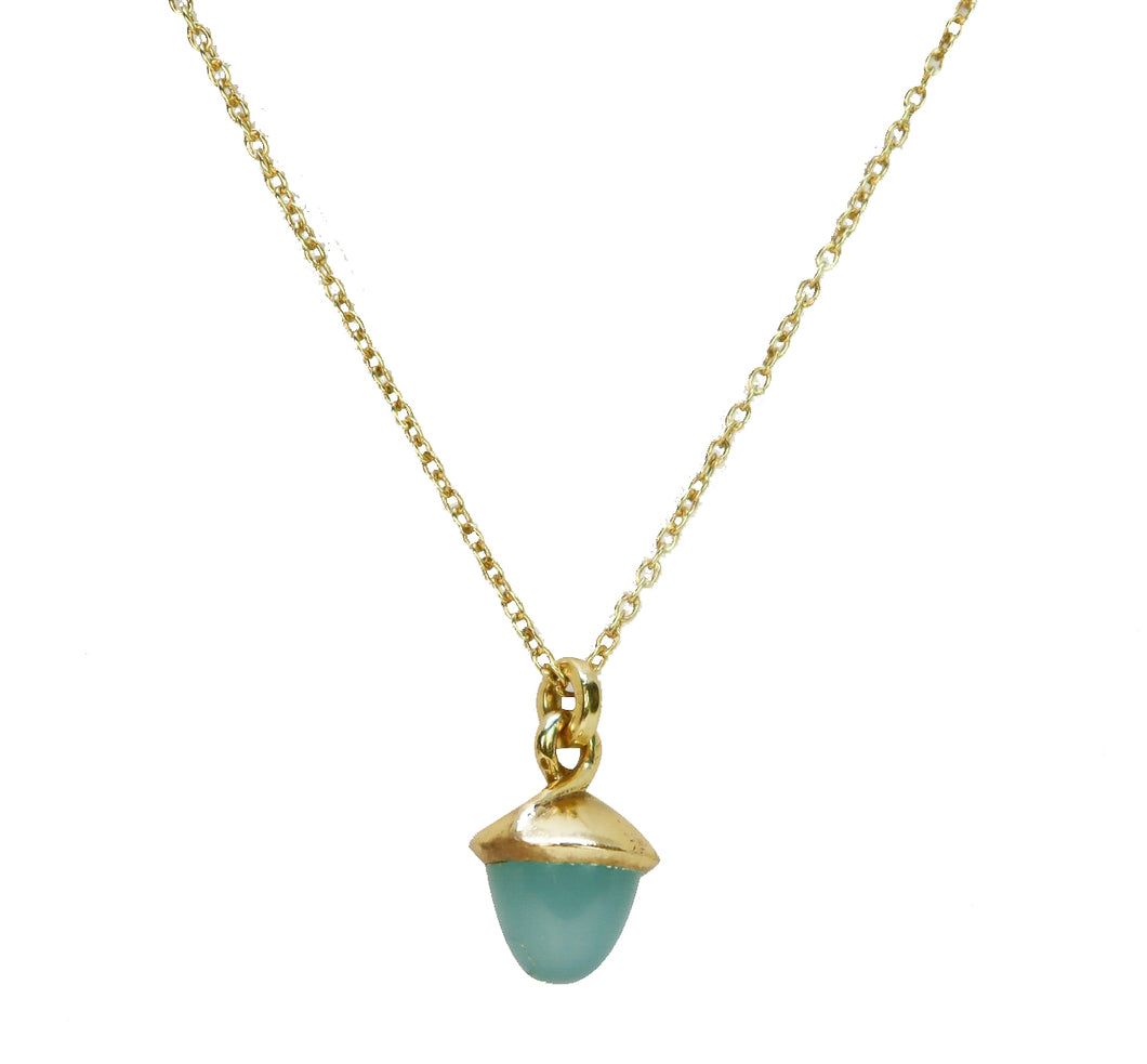 Acqua chalcedony Necklace with gold plating