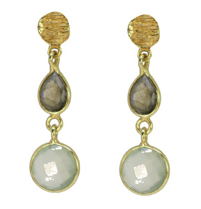Labradorite and pretinite earring with gold plating